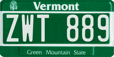 VT license plate ZWT889