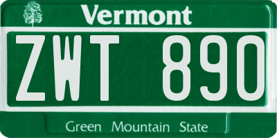 VT license plate ZWT890
