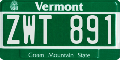 VT license plate ZWT891
