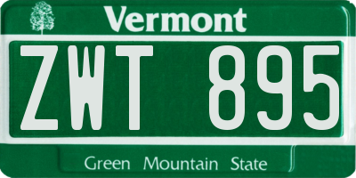 VT license plate ZWT895