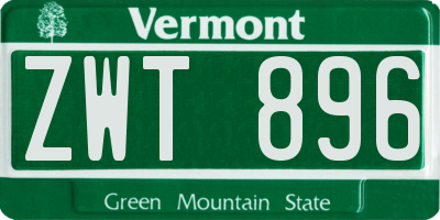 VT license plate ZWT896