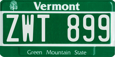 VT license plate ZWT899