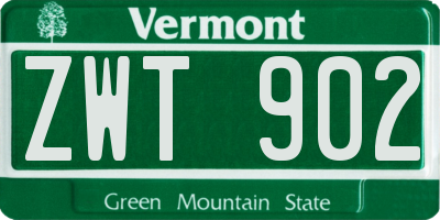 VT license plate ZWT902