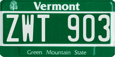 VT license plate ZWT903