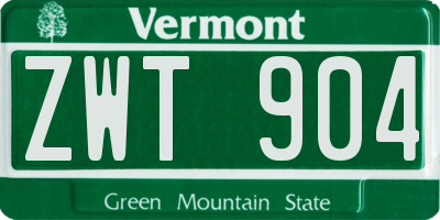 VT license plate ZWT904