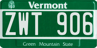 VT license plate ZWT906