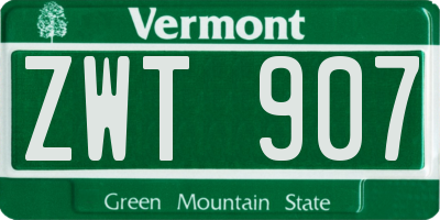 VT license plate ZWT907