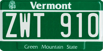 VT license plate ZWT910