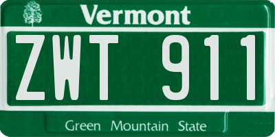 VT license plate ZWT911