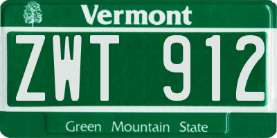 VT license plate ZWT912