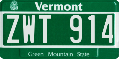 VT license plate ZWT914