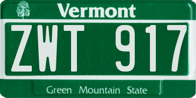 VT license plate ZWT917