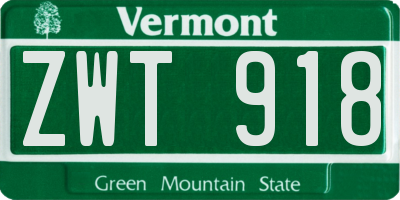 VT license plate ZWT918