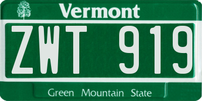 VT license plate ZWT919