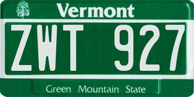 VT license plate ZWT927