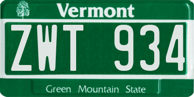 VT license plate ZWT934
