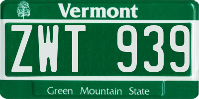 VT license plate ZWT939
