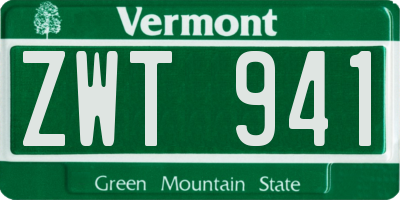 VT license plate ZWT941