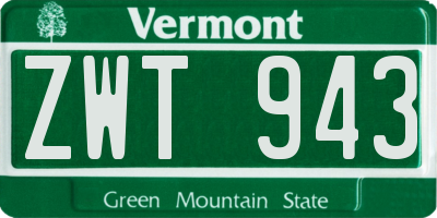 VT license plate ZWT943
