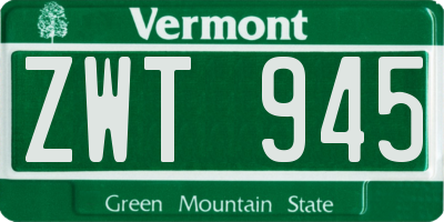 VT license plate ZWT945