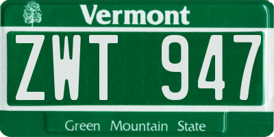 VT license plate ZWT947