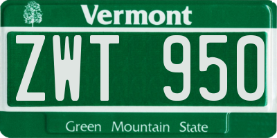 VT license plate ZWT950
