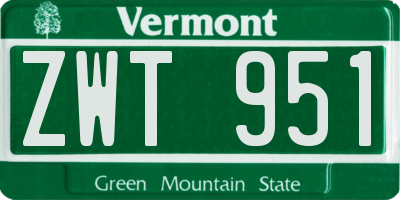 VT license plate ZWT951