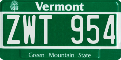 VT license plate ZWT954