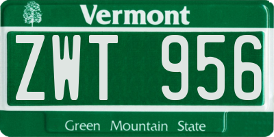 VT license plate ZWT956
