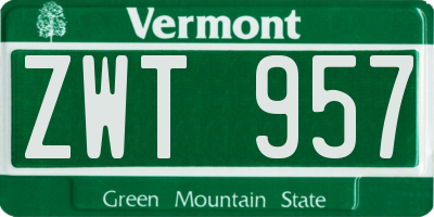 VT license plate ZWT957