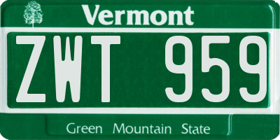 VT license plate ZWT959
