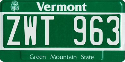 VT license plate ZWT963