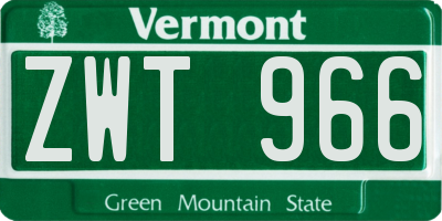 VT license plate ZWT966