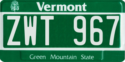VT license plate ZWT967