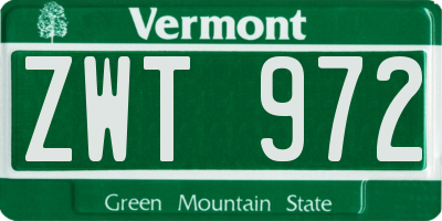 VT license plate ZWT972