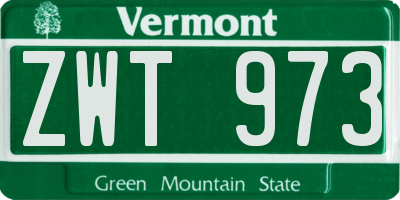 VT license plate ZWT973