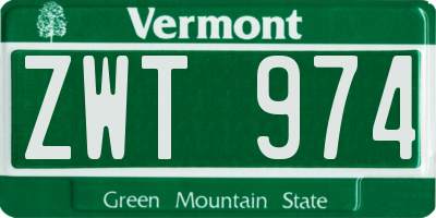 VT license plate ZWT974