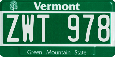 VT license plate ZWT978
