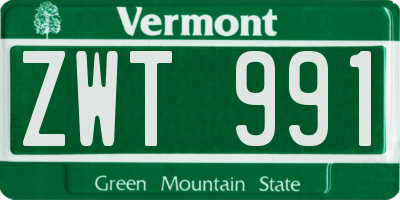 VT license plate ZWT991