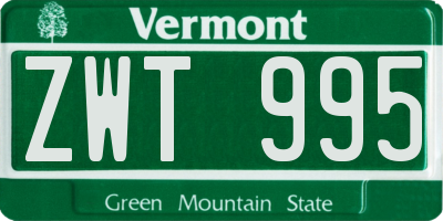 VT license plate ZWT995