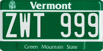 VT license plate ZWT999