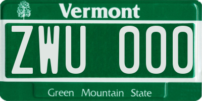VT license plate ZWU000