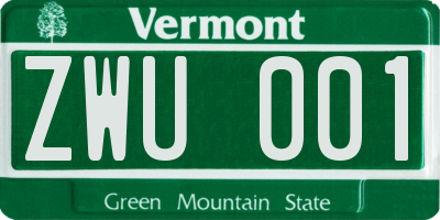 VT license plate ZWU001