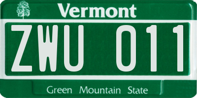 VT license plate ZWU011