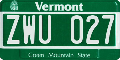 VT license plate ZWU027