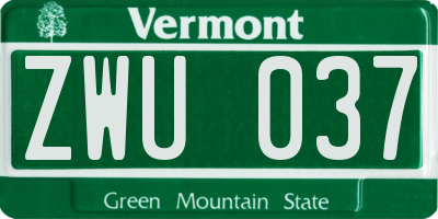 VT license plate ZWU037