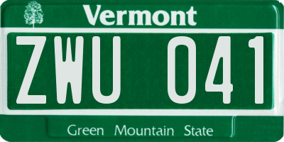 VT license plate ZWU041