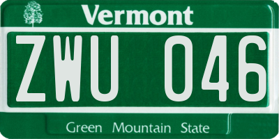 VT license plate ZWU046