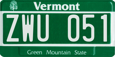 VT license plate ZWU051