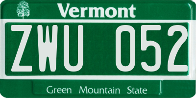 VT license plate ZWU052